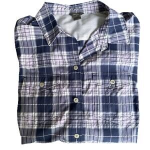 Eddie Bauer Women’s Outdoor Roll Tab Sleeve Plaid Button Down Lightweight Size M